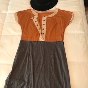 Old Timey Working Class Two-Tone Button Dress